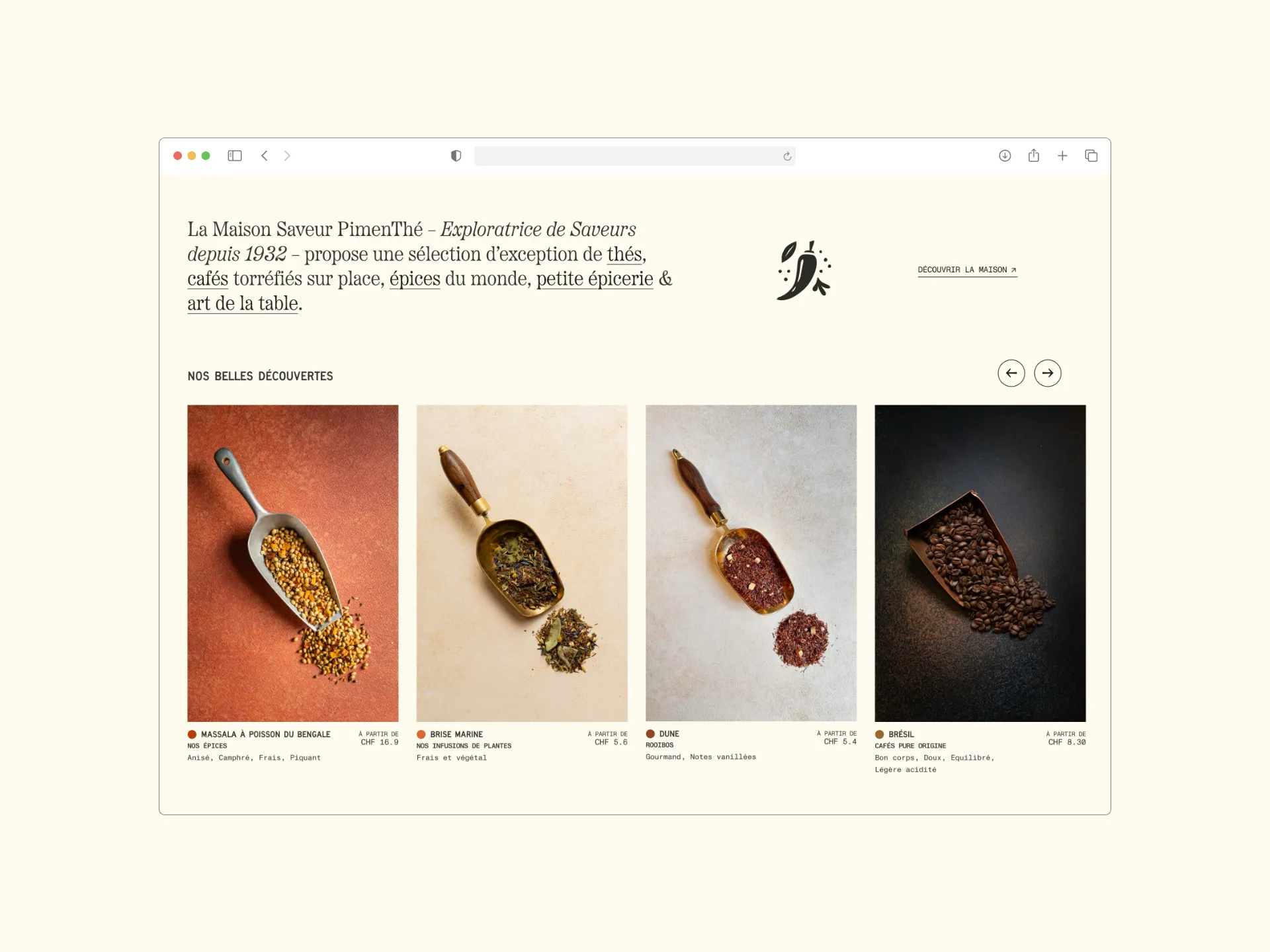 Capture du projet Saveur Pimenthé